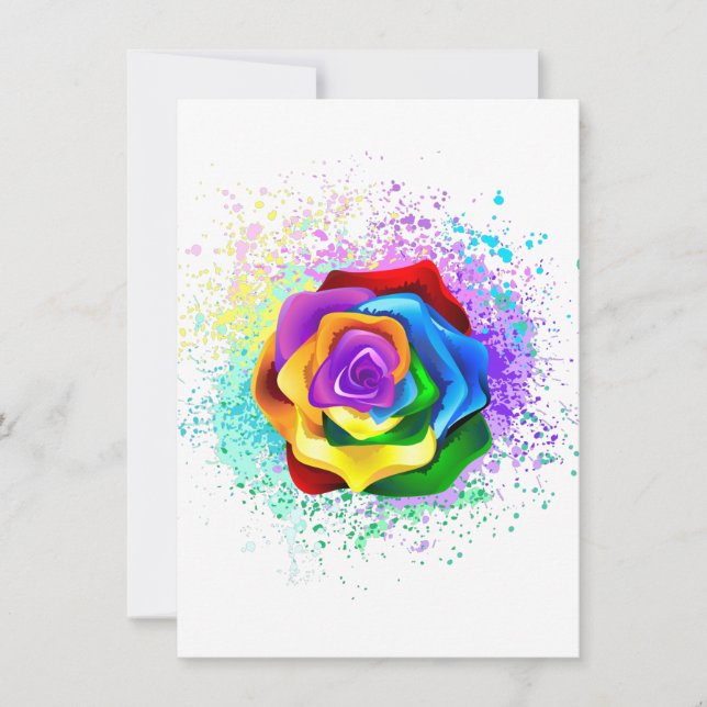 Colorful Rainbow Rose Invitation (Front)