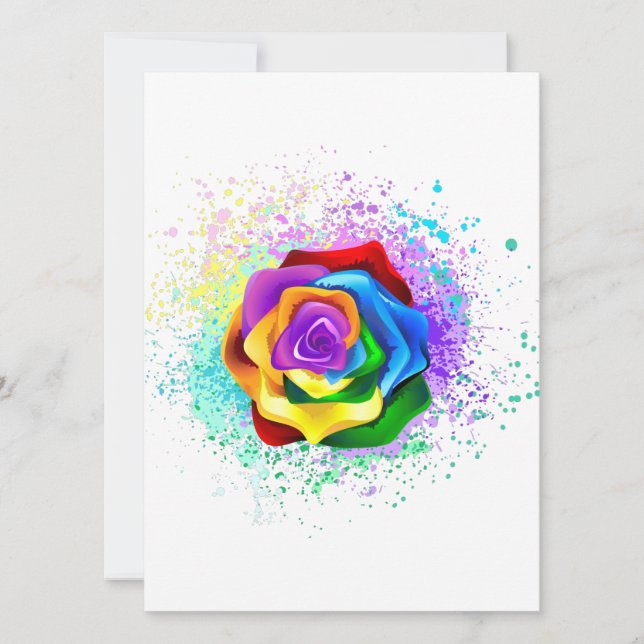 Colorful Rainbow Rose Invitation (Front)