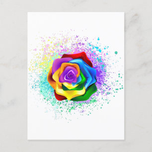 Colorful Rainbow Rose Invitation Postcard