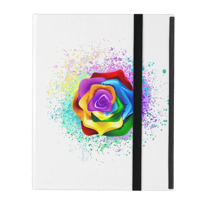 Colorful Rainbow Rose iPad Case (Front Closed)