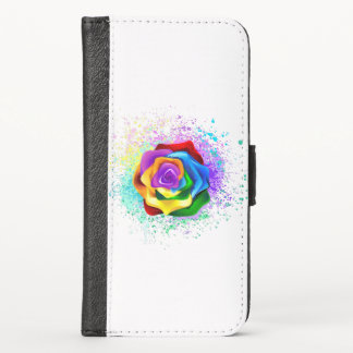 Colorful Rainbow Rose iPhone XS Wallet Case