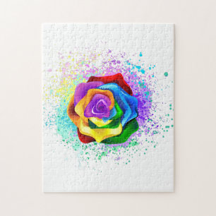 Colorful Rainbow Rose Jigsaw Puzzle