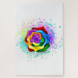 Colorful Rainbow Rose Jigsaw Puzzle