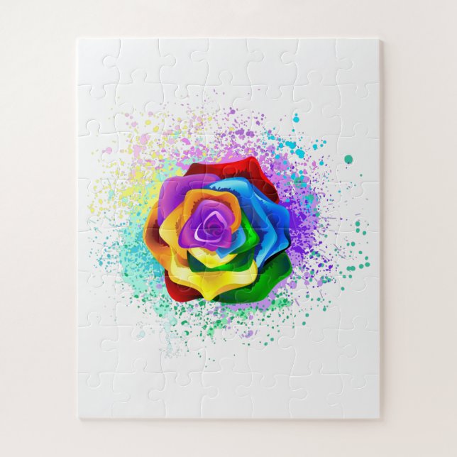 Colorful Rainbow Rose Jigsaw Puzzle (Vertical)