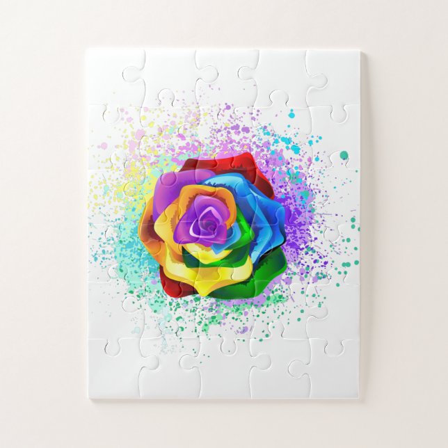 Colorful Rainbow Rose Jigsaw Puzzle (Vertical)