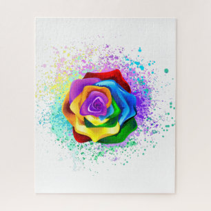 Colorful Rainbow Rose Jigsaw Puzzle