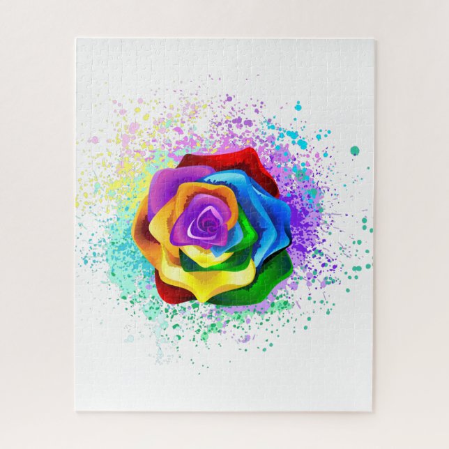 Colorful Rainbow Rose Jigsaw Puzzle (Vertical)