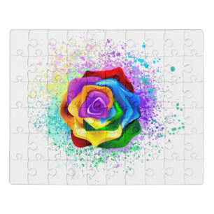 Colorful Rainbow Rose Jigsaw Puzzle