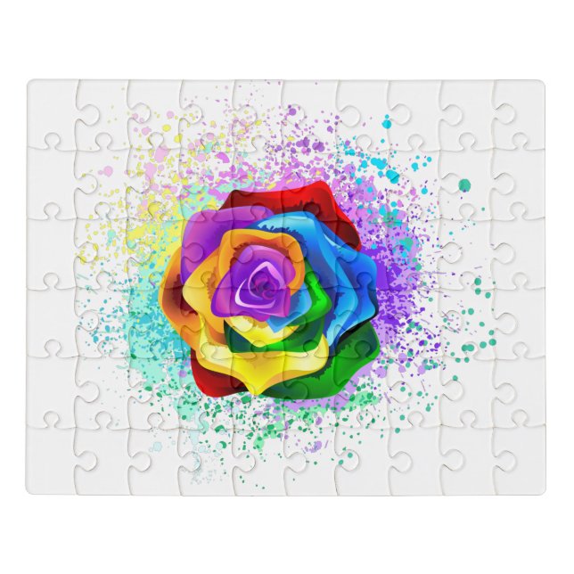 Colorful Rainbow Rose Jigsaw Puzzle (Puzzle Horizontal)