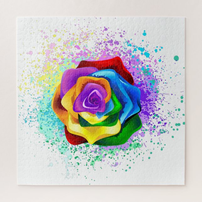 Colorful Rainbow Rose Jigsaw Puzzle (Vertical)