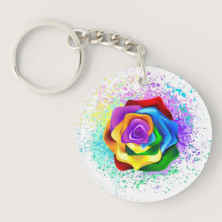 Colorful Rainbow Rose Keychain