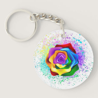 Colorful Rainbow Rose Keychain