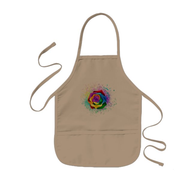 Colorful Rainbow Rose Kids' Apron (Front)