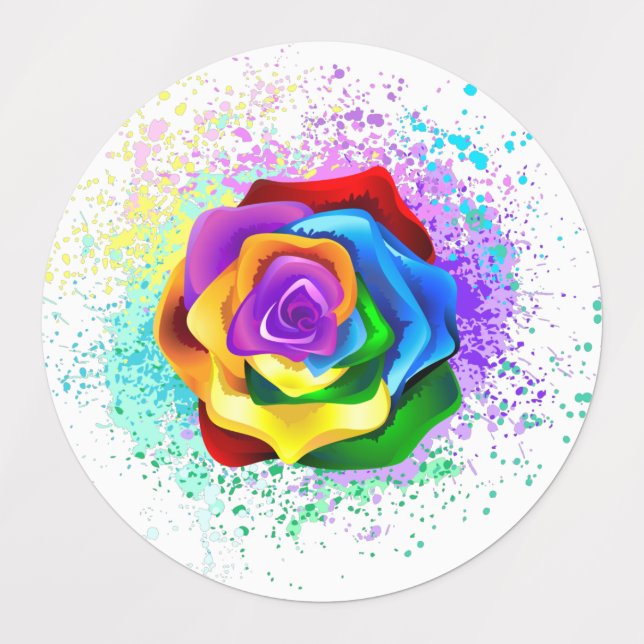 Colorful Rainbow Rose Labels (Design 1)