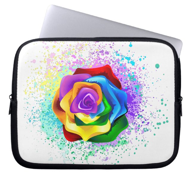Colorful Rainbow Rose Laptop Sleeve (Front)