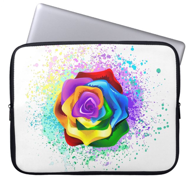 Colorful Rainbow Rose Laptop Sleeve (Front)