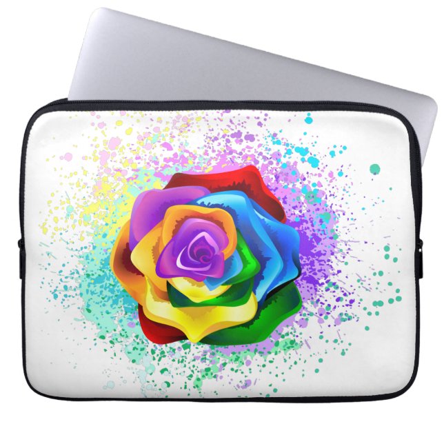 Colorful Rainbow Rose Laptop Sleeve (Front)