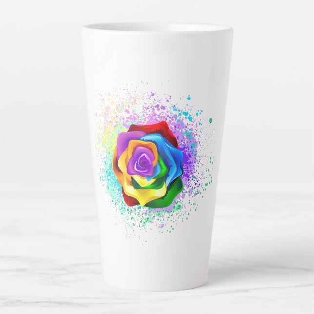 Colorful Rainbow Rose Latte Mug (Front)