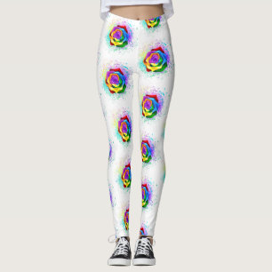 Colorful Rainbow Rose Leggings