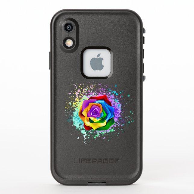 Colorful Rainbow Rose LifeProof iPhone Case (Back)