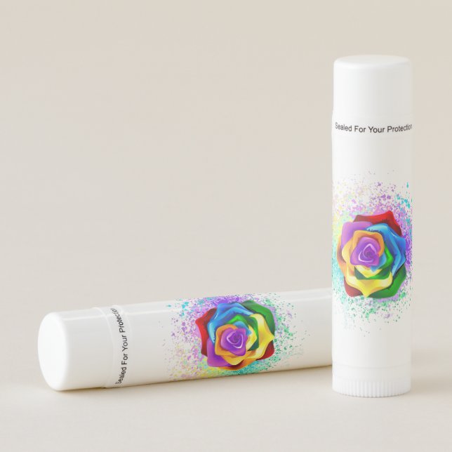 Colorful Rainbow Rose Lip Balm (Front)