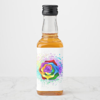 Colorful Rainbow Rose Liquor Bottle Label