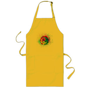 Colorful Rainbow Rose Long Apron