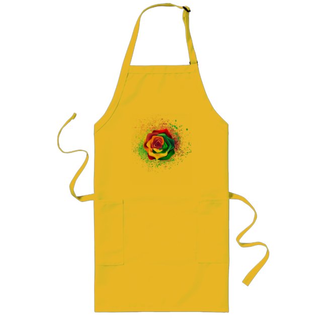 Colorful Rainbow Rose Long Apron (Front)