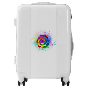 Colorful Rainbow Rose Luggage