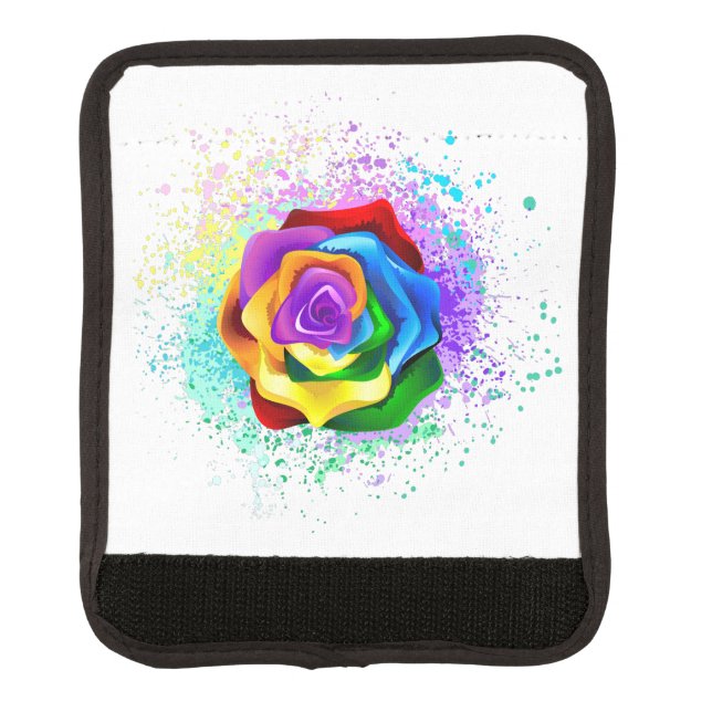 Colorful Rainbow Rose Luggage Handle Wrap (Front)