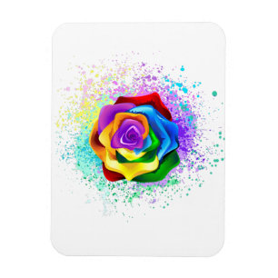 Colorful Rainbow Rose Magnet