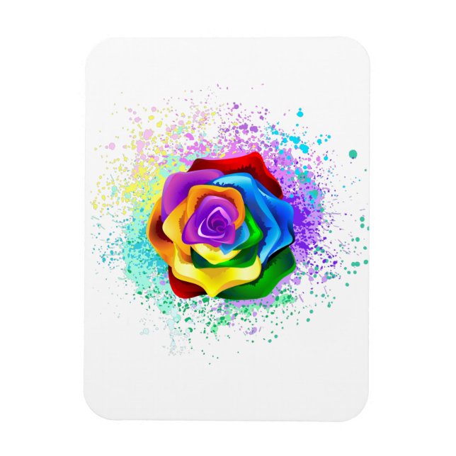 Colorful Rainbow Rose Magnet (Vertical)