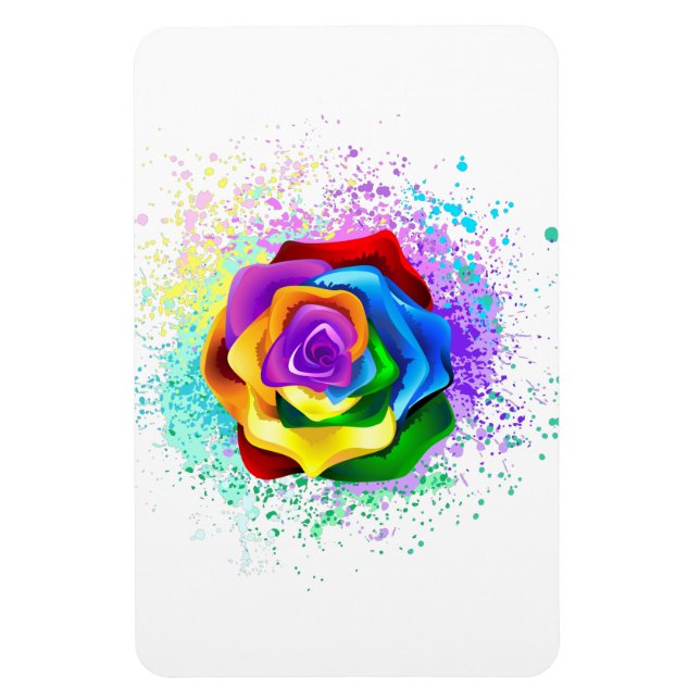 Colorful Rainbow Rose Magnet (Vertical)