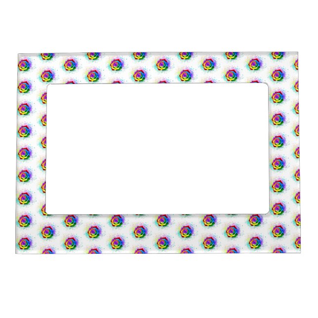 Colorful Rainbow Rose Magnetic Frame (Front)