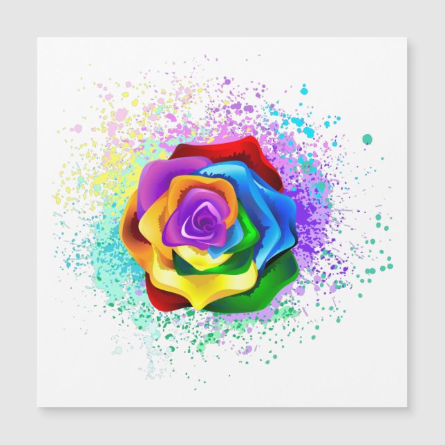 Colorful Rainbow Rose Magnetic Invitation (Front)