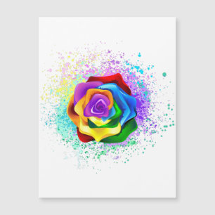 Colorful Rainbow Rose Magnetic Invitation