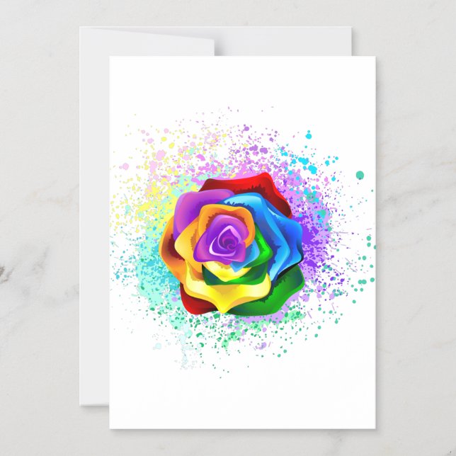Colorful Rainbow Rose Magnetic Invitation (Front)