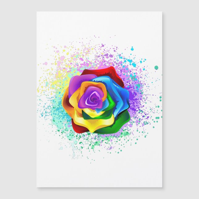 Colorful Rainbow Rose Magnetic Invitation (Front)