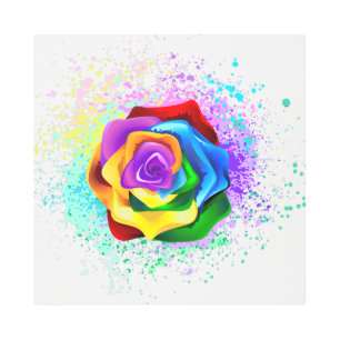 Colorful Rainbow Rose Metal Print
