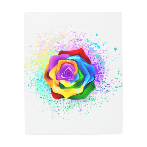 Colorful Rainbow Rose Metal Print