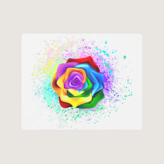 Colorful Rainbow Rose Metal Print