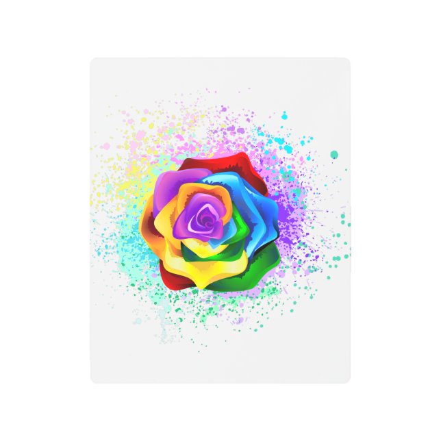 Colorful Rainbow Rose Metal Print (Front)