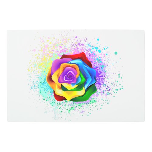 Colorful Rainbow Rose Metal Print