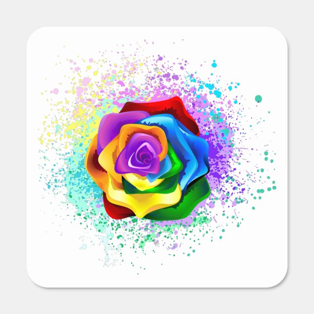 Colorful Rainbow Rose Metal Sign (Front)