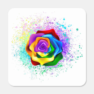 Colorful Rainbow Rose Metal Sign