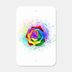 Colorful Rainbow Rose Metal Sign