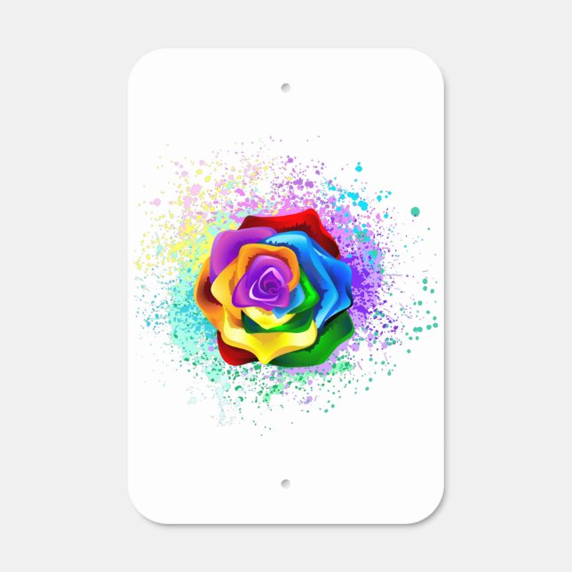 Colorful Rainbow Rose Metal Sign (Front)