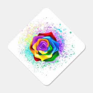 Colorful Rainbow Rose Metal Sign