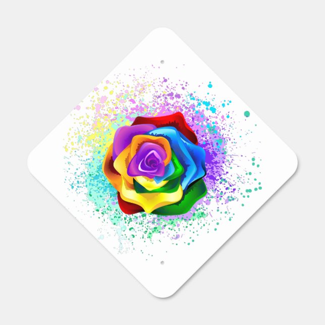 Colorful Rainbow Rose Metal Sign (Front)