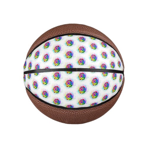 Colorful Rainbow Rose Mini Basketball